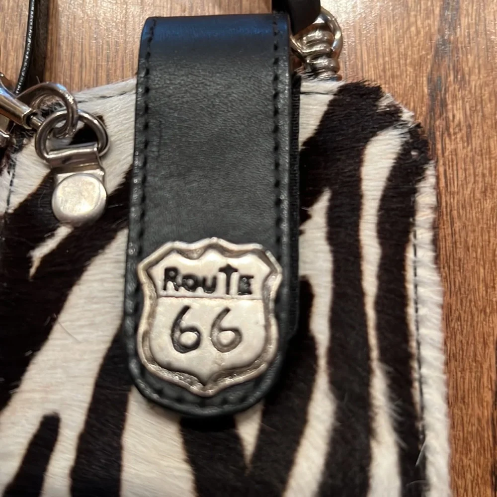 Donald Pliner Small Zebra Print Calf Hair & Leather Crossbody With Belt Clip